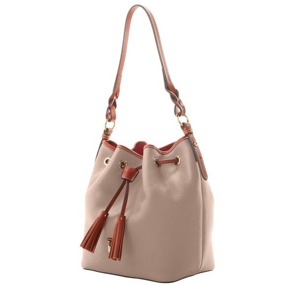 Dooney & Bourke Pebble Grain Tasha Drawstring Shoulder Bag - Taupe - Picture 2 of 4